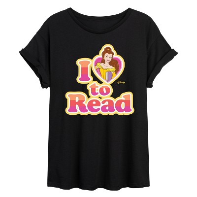 Women's - Disney - Belle I Love To Read Oversized Graphic T-Shirt