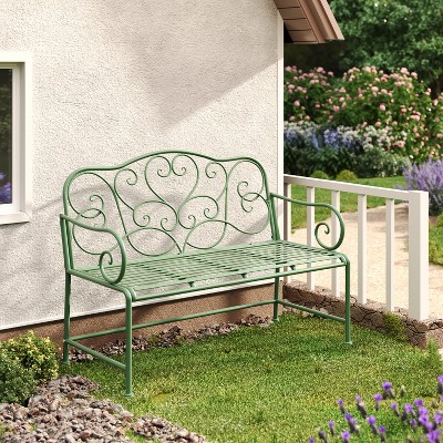 Christopher Knight Home Clay 41" Modern Outdoor Iron Garden Bench with Floral Design