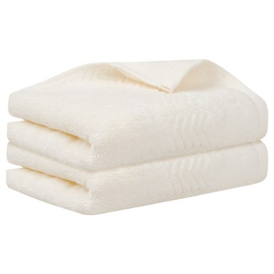 Unique Bargains Corrugated Texture Pure Cotton High Water Absorption Hand Towels 13" x 30" 2 Pcs