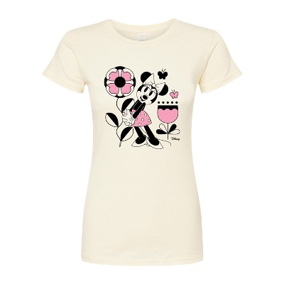 Women's - Disney - Minnie Mouse with Flowers & Butterflies Fitted Graphic T-Shirt