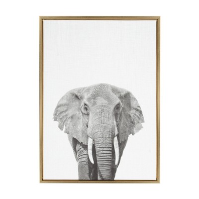 33"x23" Sylvie Elephant Animal Print And Portrait By Simon Te Tai Framed Wall Canvas Kate & Laurel