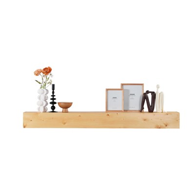 VEVOR Fireplace Mantel, 60" x 8" x 6", 50 lbs Weight Capacity, Natural Wood Mantel for Over Fireplace, Wall Mounted Floating Farmhouse Shelf, Natural