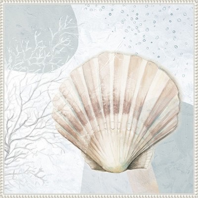 Amanti Art Ocean Oasis Bubbles Blush Scallop by Patricia Pinto Framed Canvas Wall Art