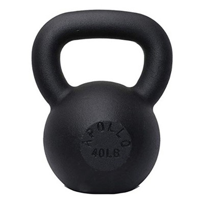 NAYSAYE Kettlebell 40LB Solid Cast Iron for Strength Training and Muscle Building Flat Bottom for Home Gym, Black, 11"*8"*8"