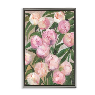 Stupell Industries Valenty Painterly Peonies Floating Frame Canvas Art