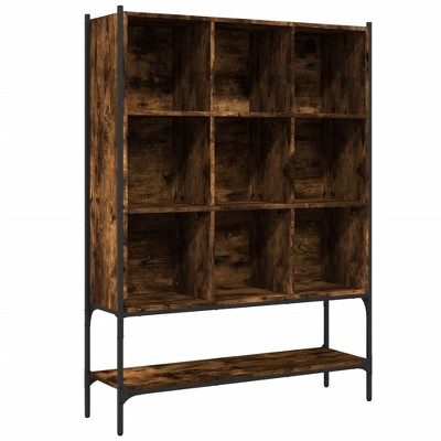 vidaXL Bookcase Engineered Wood, Steel Medium Bookcase - Smoked Oak