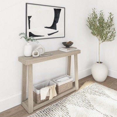 Plank+Beam 46" Solid Wood Console Table with Storage, Sofa Table with Shelf, Narrow Entryway Table for Hallway