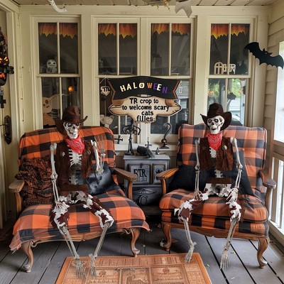 Yescom 2Pcs Halloween Pirate Life Size Skeleton Cowboy Party Outdoor Decorations 2025