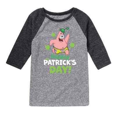Boys' - SpongeBob Squarepants - Happy St Patricks Day Raglan Graphic T-Shirt