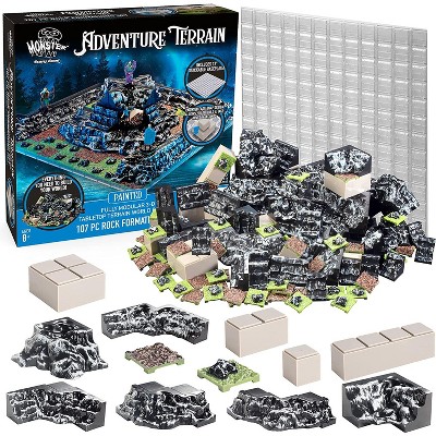 Monster Adventure Terrain 107pc Painted Rock Formation Base Set, Fully Modular Stackable 3D Tabletop World Builder, Woks w DND, RPG, Gift Idea