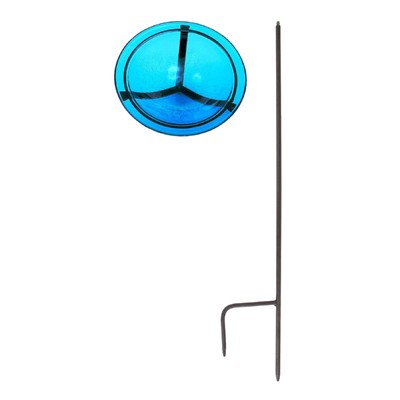 Achla Designs 3" Crackle Glass Birdbath Bowl with Stake Teal Blue: Weather-Resistant, No Assembly, In-Ground Mount