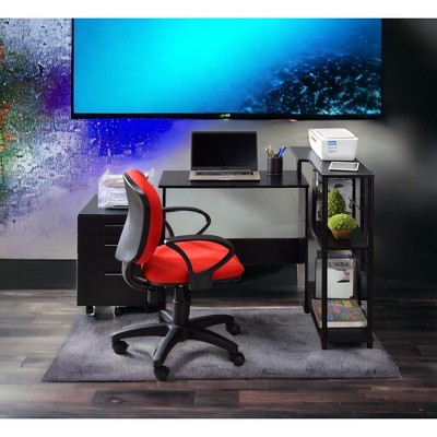 NicBex Home Office Desk L-Shaped Morden Writing Desk with 3-Tier Open Storage Shelf, Wooden Desktop and Metal Legs for Office, Study