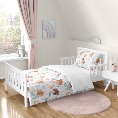 Sweet Jojo Designs Girl Toddler Bedding Set Mermaids Pink Blue and Orange 5pc