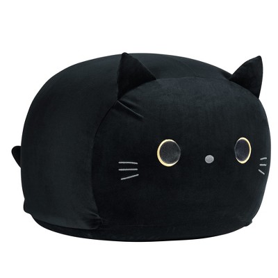 Itopfox Stuffed Animal Storage Bean Bag Chair Cover for Kids, Black Cat Design, Large Toy Organizer, Soft Plush, Zipper Bottom, Sturdy Handle