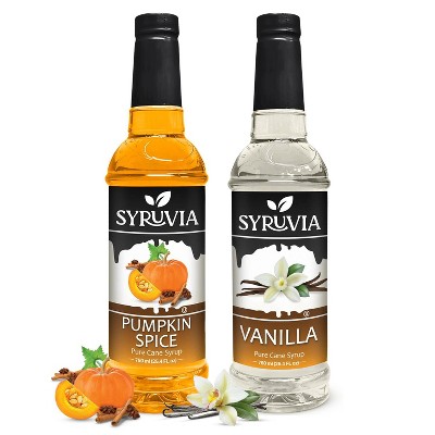 Syruvia Variety Pack - Pumpkin Spice & Vanilla Syrup 25.4 Fl oz (2-Pack)
