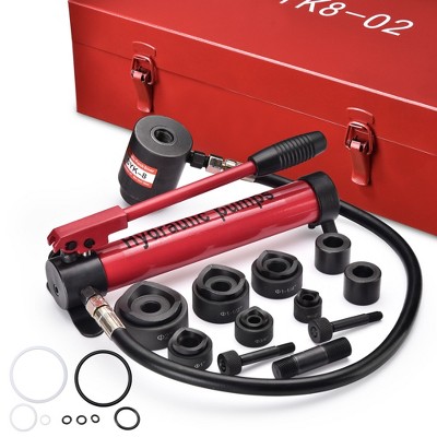 Yescom 10 Ton Hydraulic Knockout Punch Set 1/2" to 2" 6-Die Conduit Hole Puncher for Metal - Red