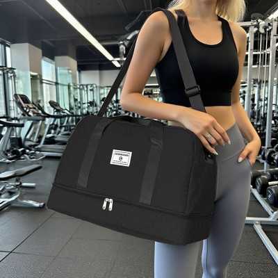 Luupatchy Three-dimensional Diamond Patterned Travel Bag, Dry Wet Separation , for Travel, Fitness Yoga, Weekend Tote Overnight Bag