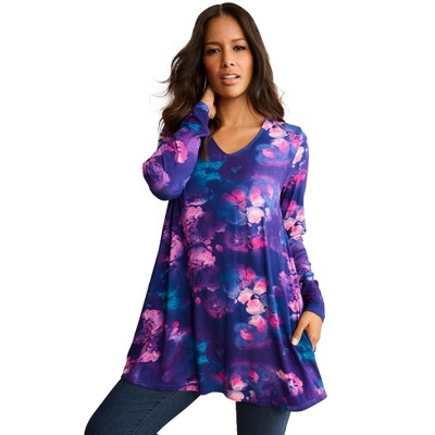 Roaman's Ultra Drape V Neck Swing Tunic