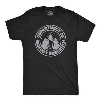 Mens Department Of Bigfoot Research T Shirt Funny Sasquatch Search Tee for Guys - Crazy Dog Men's T Shirt With Sarcastic Sayings
