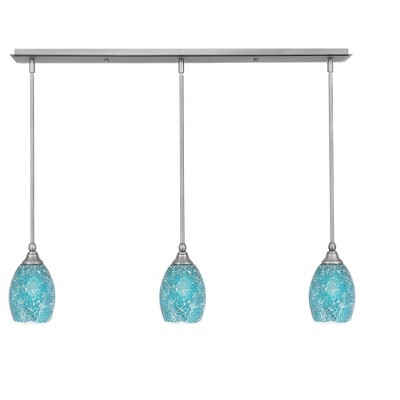 Toltec Lighting Any 3 - Light Chandelier in  Brushed Nickel with 5" Turquoise Fusion Shade