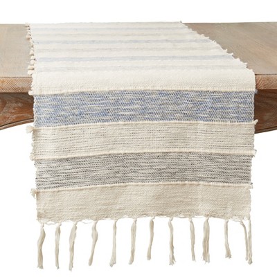 Saro Lifestyle Long Table Runner With Stripe Design, 16"x72", Blue