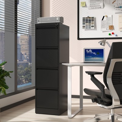 52.40Inch,4 Drawer Metal Vertical File Cabinet with Lock Office Home Steel Vertical File Cabinet for A4 Legal/Letter Size,Black