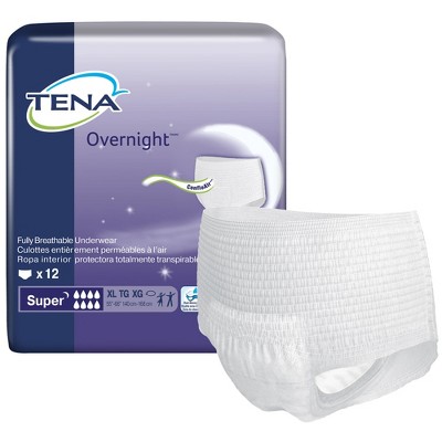 TENA ProSkin Overnight Super Protective Disposable Underwear Pull On with Tear Away Seams X-Large