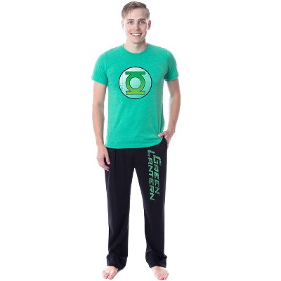 DC Comics Mens' Green Lantern Logo Character Distressed Sleep Pajama Set Multicolored