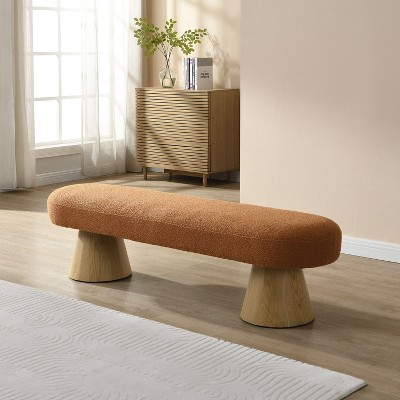 Sapphtopaz Dining Bench Upholstered Ottoman with Wood Legs End of Bed Bench Entryway Bench Vanity Stool for Living Room, Bedroom, Entryway