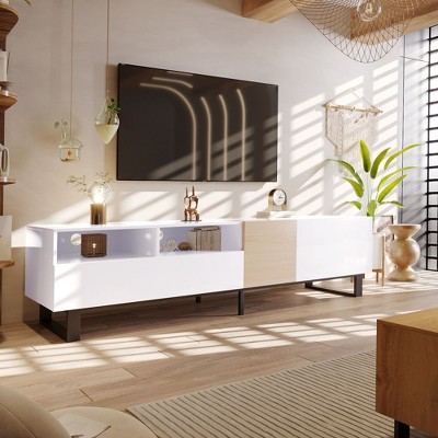 Sapphtopaz TV Stand for TVs Up to 80" TV Entertainment Center with Storage Cabinets and Drawers Entryway Table TV Console for Living Room