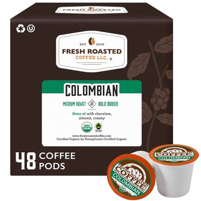 Fresh Roasted Coffee - 48 CT Organic Colombian Medium Roast Single Serve Pods