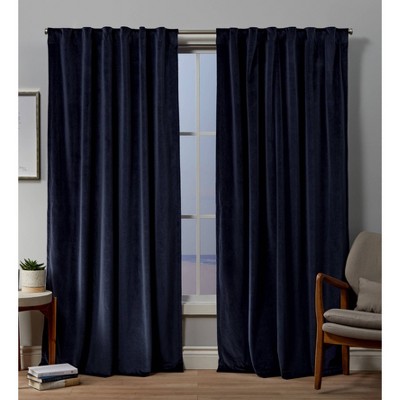 Set Of 2 Velvet Back Tab Light Filtering Window Curtain Panels - Exclusive Home