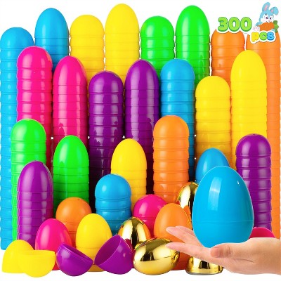 Joyfy Plastic Easter Eggs with Golden Eggs Bulk Fillable for Easter Egg Hunt Party Favor, Basket Stuffers, Classroom Prize Supplies