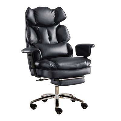 SEVOBAL Task and Office Chairs Office Chair with Footrest, High Back PU Computer Chair with Lumbar Support for Home, Office, Black, 33"*25"*17"
