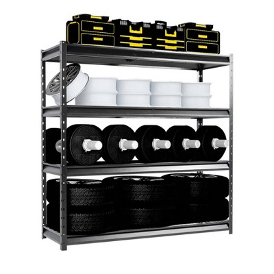 Atlas Shelving 4-Tier 72"x24"x72" Heavy Duty Garage Shelving Load 12000lbs Hammertone: Steel, Adjustable, Rust-Resistant