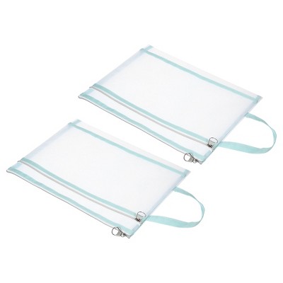 Unique Bargains Nylon Document Office Supply Zip Pouch with Handle 2 Pcs