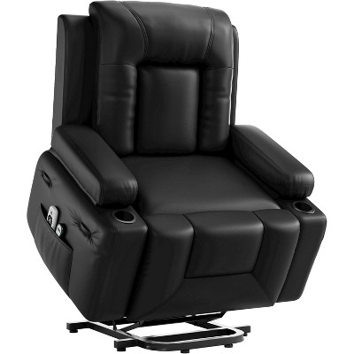 Extra Wide Power Lift Recliner w/ Heat & Massage - PU Leather w/ Adj. Back/Legs Mobility Focus Design