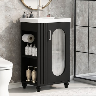 Whisen 20" Bathroom Vanity with Sink, Bathroom Vanity Cabinet with Two-tier Shelf and Adjustable Shelf