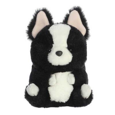 Aurora Mini Ava French Bulldog Rolly Pet Round Stuffed Animal Black 5"