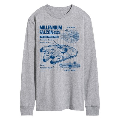 Men's - Star Wars - Millennium Falcon Schematic Long Sleeve Graphic T-Shirt