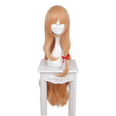 Unique Bargains Women's Curly Wigs 39" Orange with Wig Cap