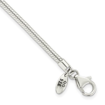 Black Bow Jewelry Sterling Silver 3mm Snake Chain Starter Bead Charm Bracelet or Anklet