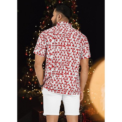 LA LEELA Men's Hawaiian Shirts Short Sleeve Button Down Shirt Mens Christmas Tree Shirts Beach Hawaii Shirts for Men Funny