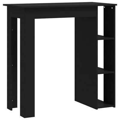 vidaXL Bar Table Kitchen Table Bistro Table with Shelf Black Engineered Wood