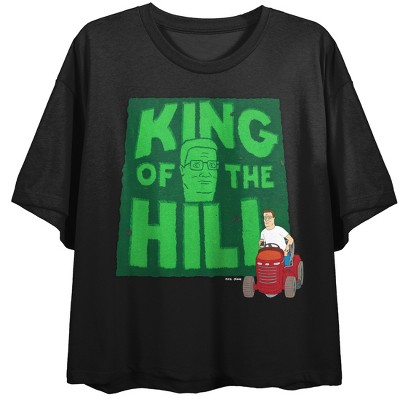 King Of The Hill Grass Art Crew Neck Short Sleeve Women's Black Crop Top