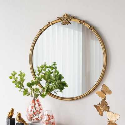 30" x 31" Round Decorative Wall Mirror with High-Quality Glass, Luxury Accent Mirror for Bedroom, Living Room or Entryway – The Pop Home