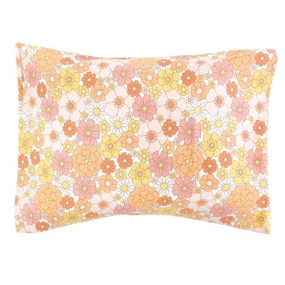 Hudson Baby Infant Girl Cotton Toddler Pillow Case, Peace Love Flowers, One Size