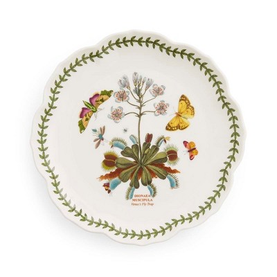 Portmeirion Botanic Garden Lotus 8.8" Side Plate, Venus Fly Trap Illustration - Blossom Shaped Porcelain Dish - Microwave & Oven Safe