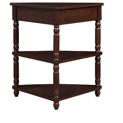 Ridstar Small Triangle End Table with Solid Wood Legs For Living Room & Small Spaces-Light Brown