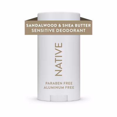 Native Sensitive Solid Deodorant for Men & Women - Sandalwood & Shea - Aluminum & Baking Soda Free - 2.65oz